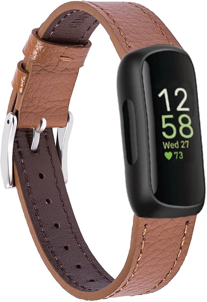 Genuine Leather Bands Compatible with Fitbit Inspire 3/Inspire 2/Inspire HR/Inspire/Ace 3/Ace 2, Classic Replacement Wristbands Straps with Quick Release Women Men