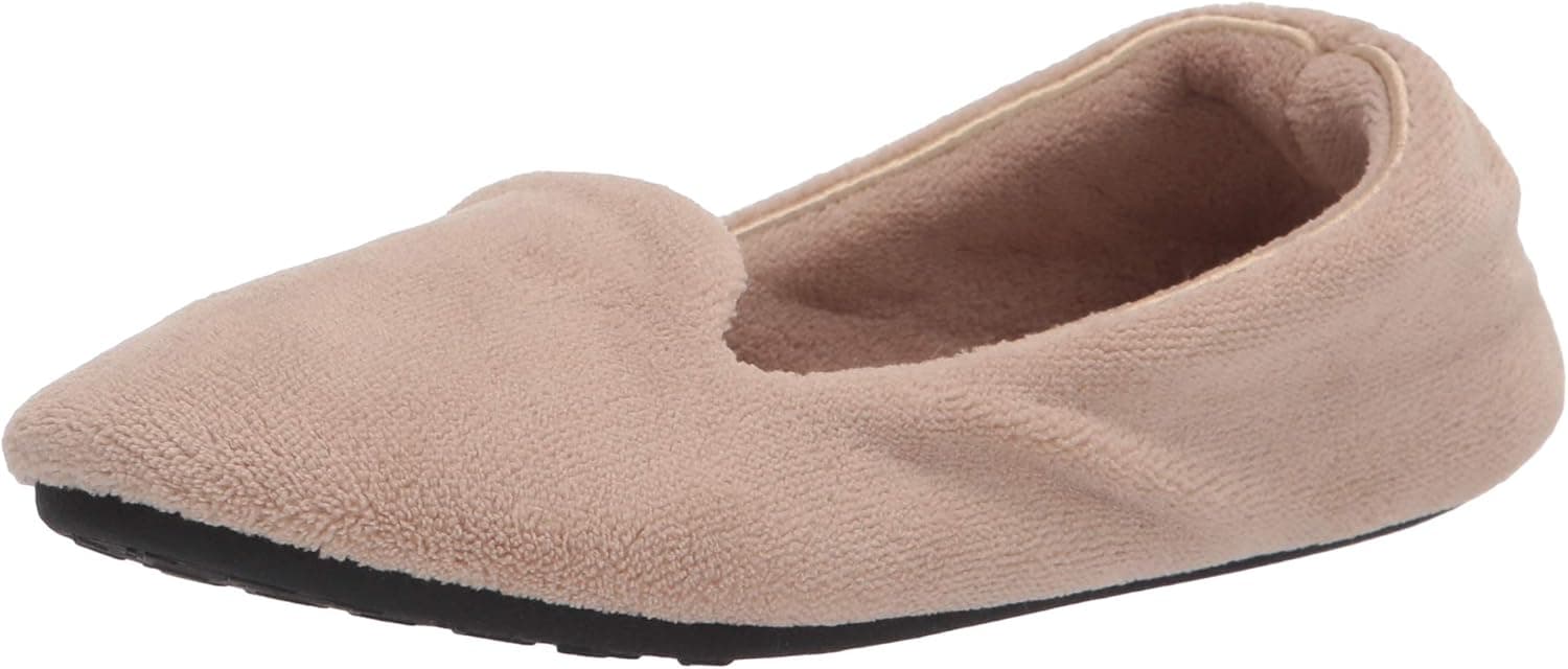 isotoner Women's Stretch Velour Smoking Slipper with All Around Memory Foam Comfort