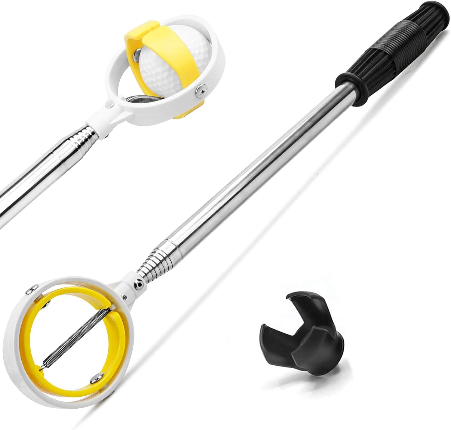 Golf Ball Retriever, Golf Ball Retriever Telescopic for Water with Spring Release-Ready Head, Ball Retriever Tool Golf with Grabber Tool, Golf Accessories Golf Gift for Men