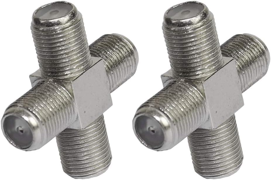 KOSTONA F-Type RG6 Coax Cable Splitter Combiner Adapter Connecter for TV Video Antenna Cable Satellite (2 Pack, 4-Way F-Type Female)