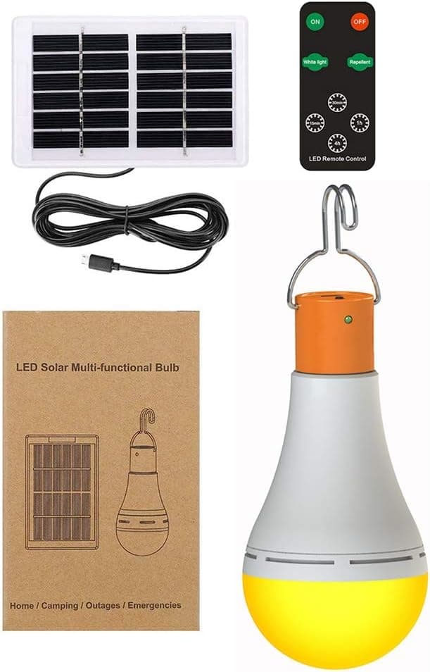 Patgoal Camping Lights Solar Powered,7W/9W Dusk to Dawn Light Bulbs Outdoor LED Rechargeable Light Bulbs Tent Lights for Camping Lights Hook