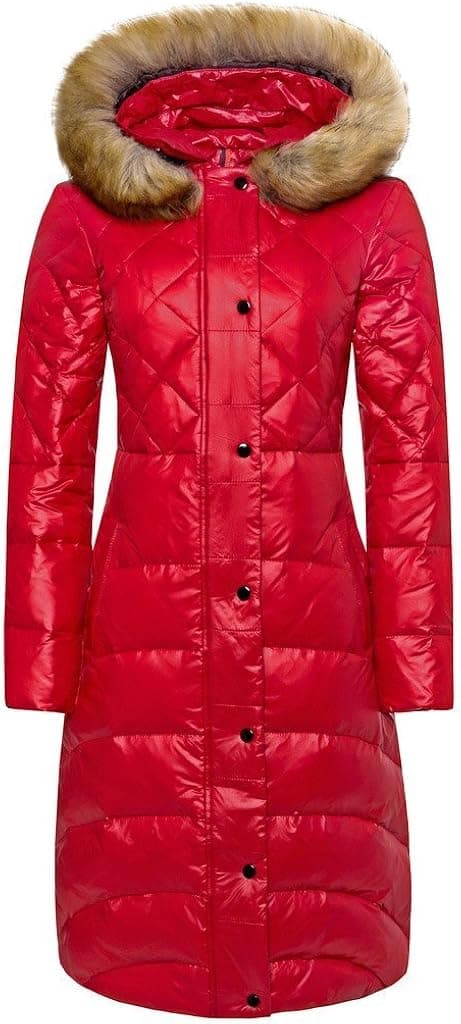 Wantdo Women's Light Weight Puffer Down Coat with Faux Fur Trimmed Hooded