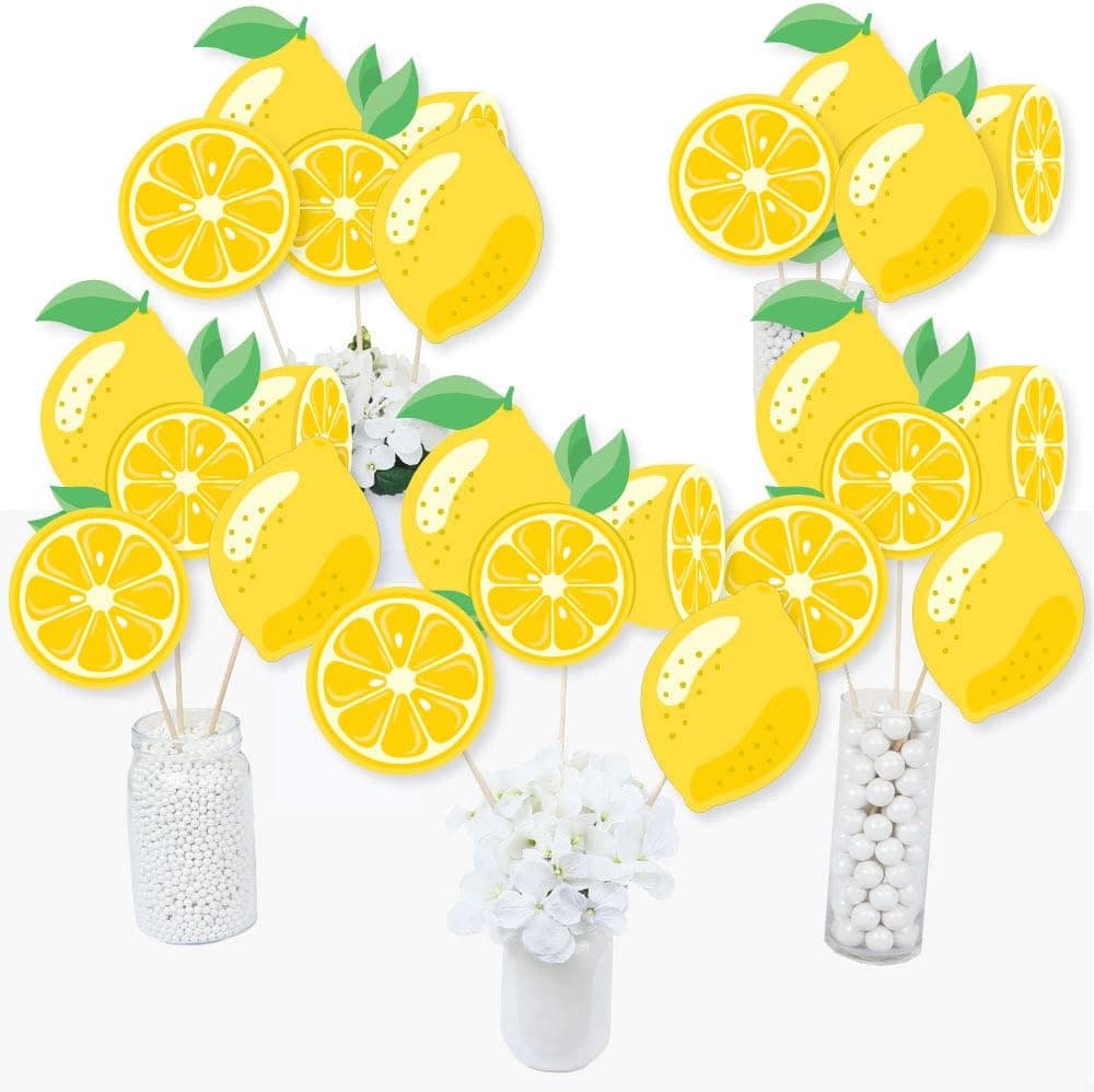 So Fresh - Lemon - Citrus Lemonade Party Centerpiece Sticks - Table Toppers - Set of 15