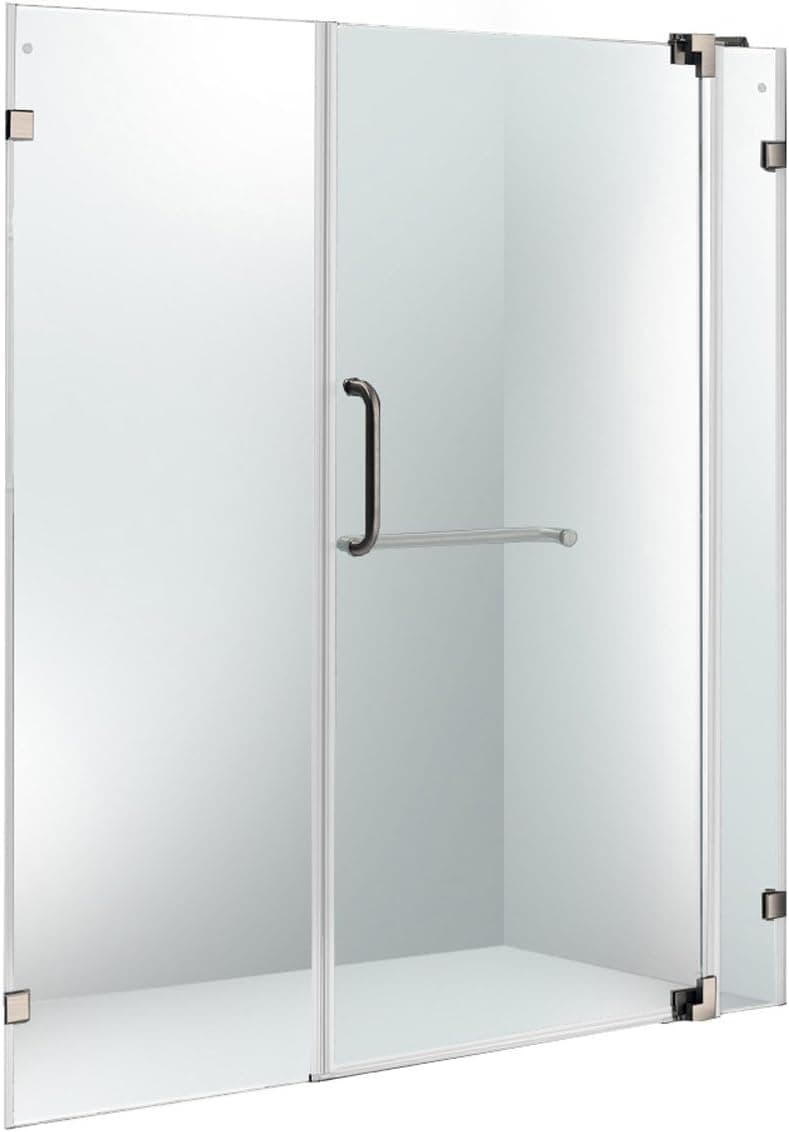 VIGO Adjustable 54 - 60 in. W x 72 in. H Frameless Pivot Rectangle Shower Door with Clear Tempered Glass and St. Steel Hardware in Brushed Nickel Finish with Reversible Handle - VG6042BNCL60
