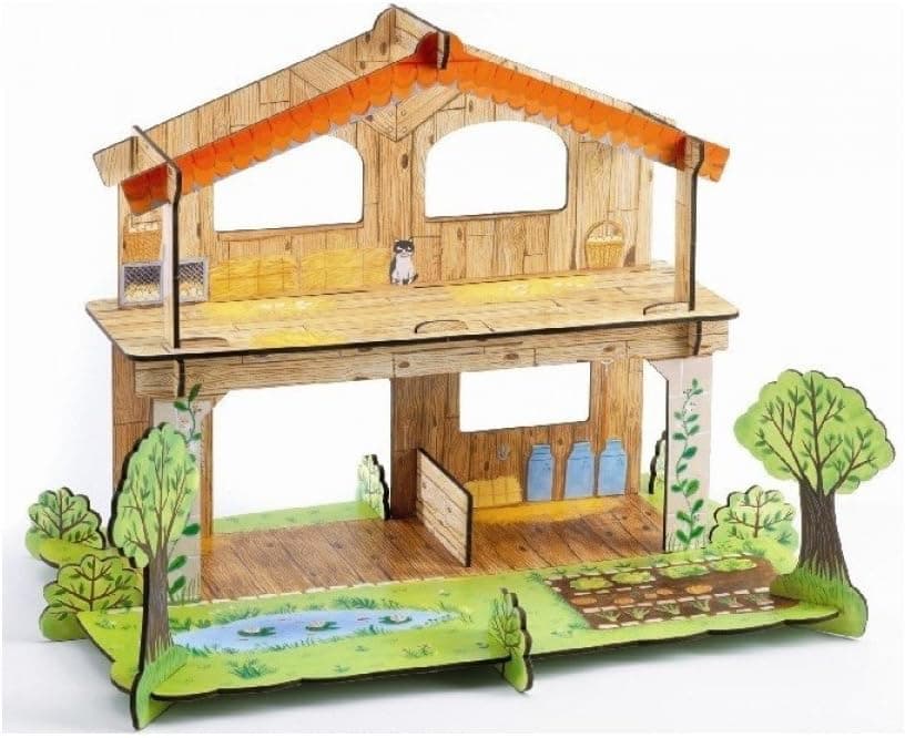 Djeco Pop To Play 3D Cardboard Play Sets -Farm