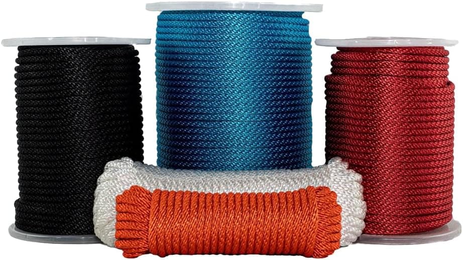 SGT KNOTS Solid Braid Nylon Utility Rope - Multipurpose Smooth Nylon Braided Utility Cord Line - for Anchors, Crafts, Towing(5/16" x 100ft, RoyalBlue)