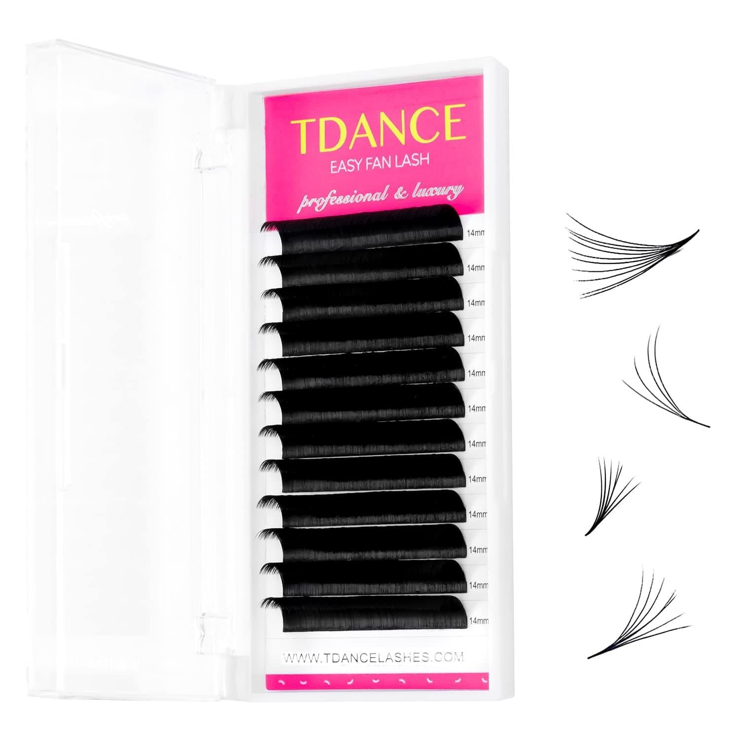 TDANCE Eyelash Extension Supplies Rapid Blooming Volume Eyelash Extensions Thickness 0.03 D Curl 13mm Easy Fan Volume Lashes Self Fanning Individual Eyelashes Extension (D-0.03,13mm)