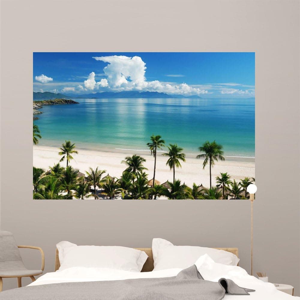 Wallmonkeys WM17416 Beach Scene Tropics Pacific Ocean Peel and Stick Wall Decals (72 in W x 48 in H), Colossal