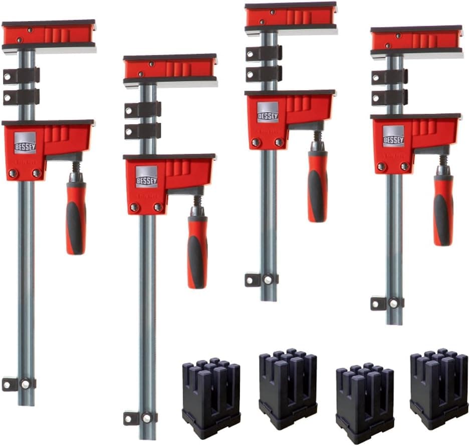 Bessey KRK1224 K Body REVO Fixed Jaw Parallel Clamp Kit, Includes: 2-12-inch, 2-24-inch K Body Clamps and 1 set of KP Blocks
