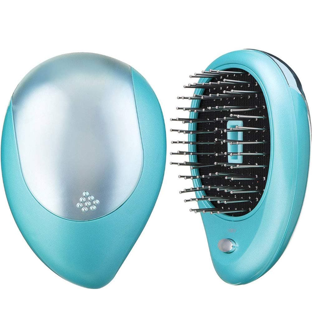 Portable Electric Ionic Hairbrush Takeout Mini Hair Brush Comb Massage for Women Modeling Styling Hairbrush Small (Green)