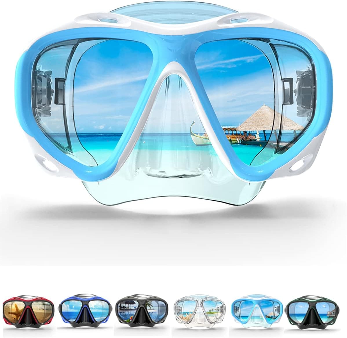 COPOZZ Scuba Mask, No Fogging Snorkeling Scuba Dive Glasses, Great Seal Free Diving Tempered Glass Mask Goggles
