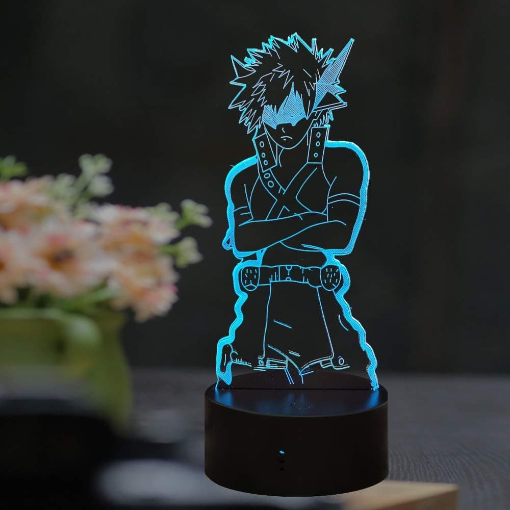 Bri-moryea 3D Optical Illusion Lamp Anime Katsuki Bakugo Figure for Kid Room Decor Nightlight 7 Colors Change Dimmable USB Powered Birthday Christmas Toy for Child Baby Kids (Katsuki Bakugo)