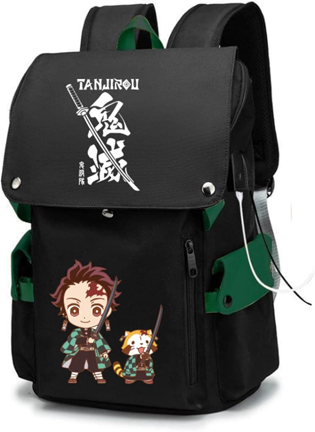 BIIEYAA Japanese Anime Backpacks, 18.8‘’ School Backpack for Anime Fans Laptop Bag Large Casual with USB Charging Port (A)