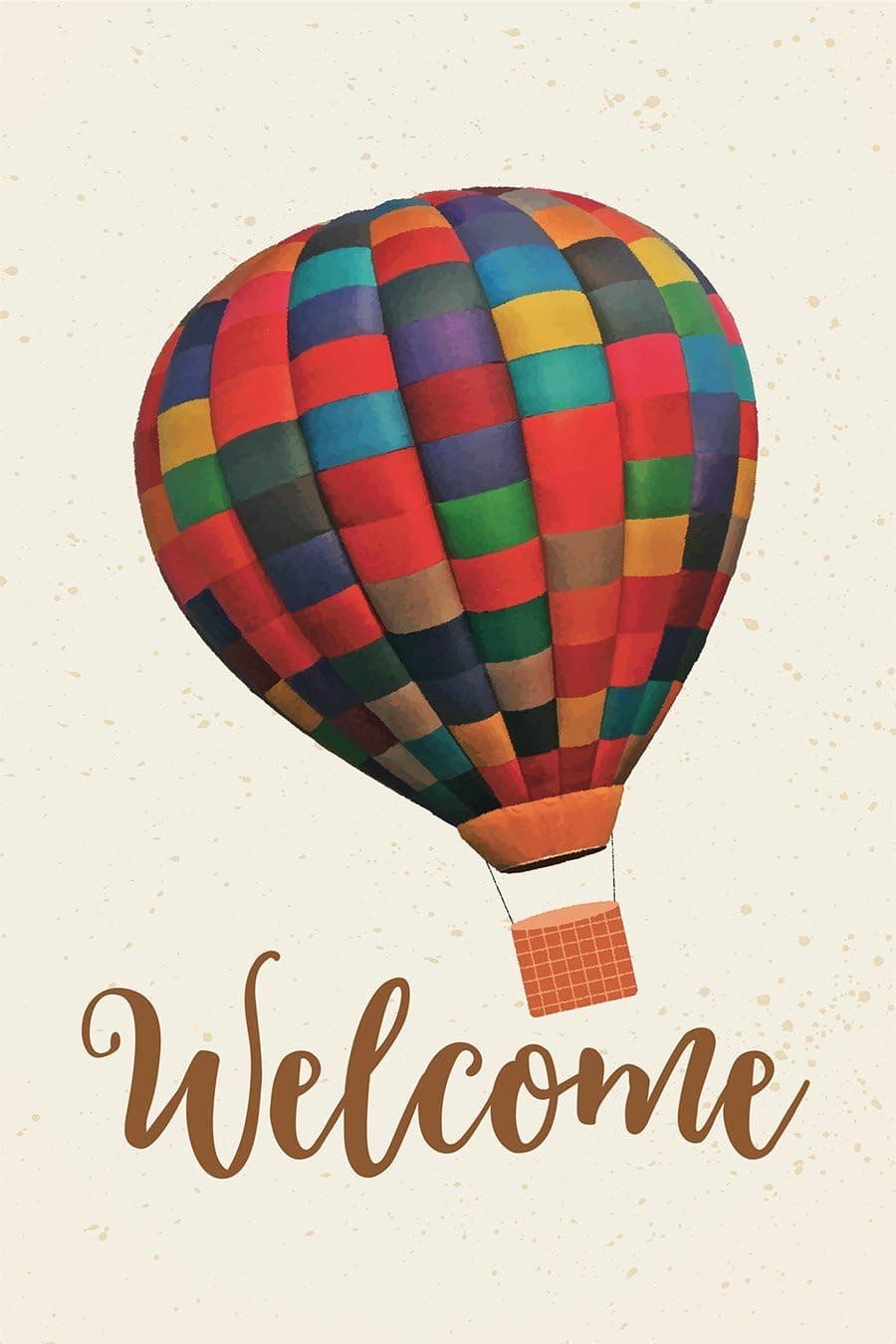 Juvale Decorative Garden Flag - Welcome Decorative House Flag Banner, Outdoor Lawn Decoration, Hot Air Balloon Illustration, 12.3 x 18.5 Inches