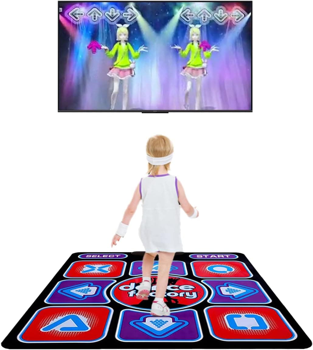 Grenf Dance Mat Single Dancing Mats for Kids Adults Musical Electronic Dance Mat Dance Gaming Blanket Dance Step Pad Non-Slip TV RCA Port 200 Songs 68 Games Gift for Girls Boys