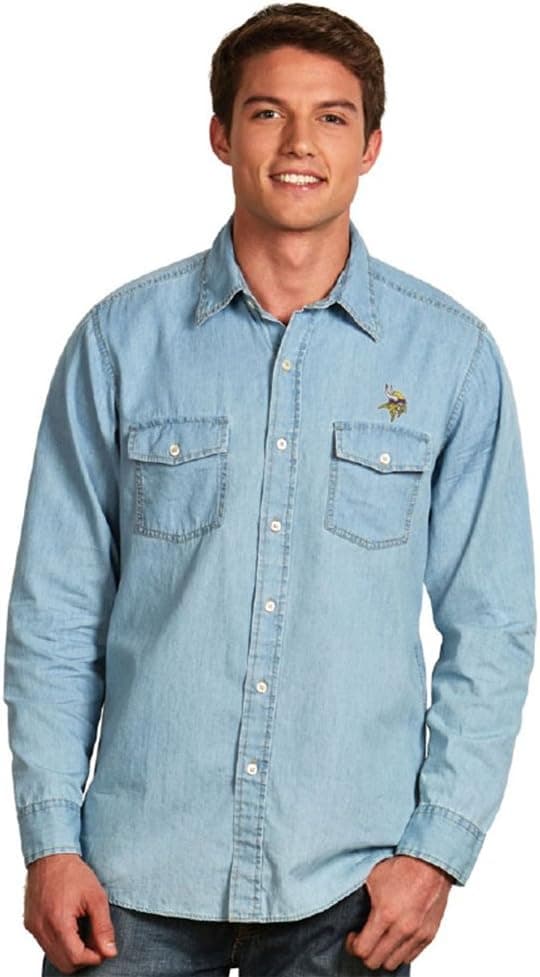 Minnesota Vikings NFL "L/S Chambray" Men's Long Sleeve Shirt (Chambray) (X-Large)