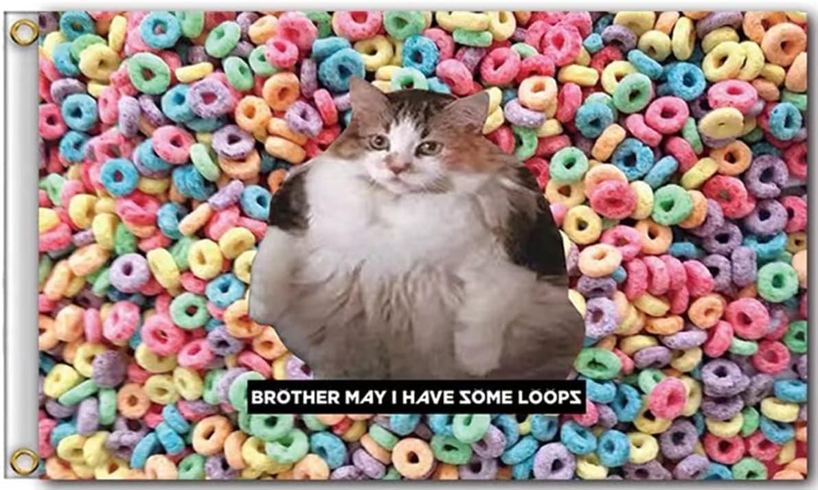 DEIMUGL May I Have Some Loops Funny Flag 3x5 Feet Man Cave Wall Flag Meme Tapestry for College Dorm Room, Frat, Outdoor, Parties, Gift, Tailgates