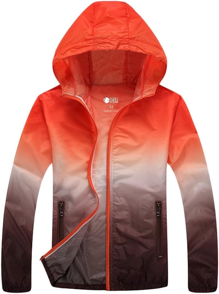 ZSHOW Women's Super Lightweight Jacket Quick Dry Windbreaker UV Protect Coat(Orange Brown,XS)