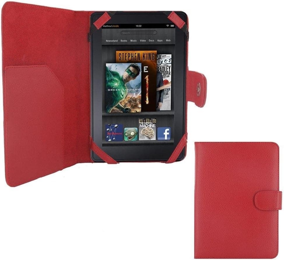 Brand New Stylish Protective Cover Folio Leather Case (Red) for Amazon Kindle Fire Table PC (Comes with a Secure Credit Card Sleeve)