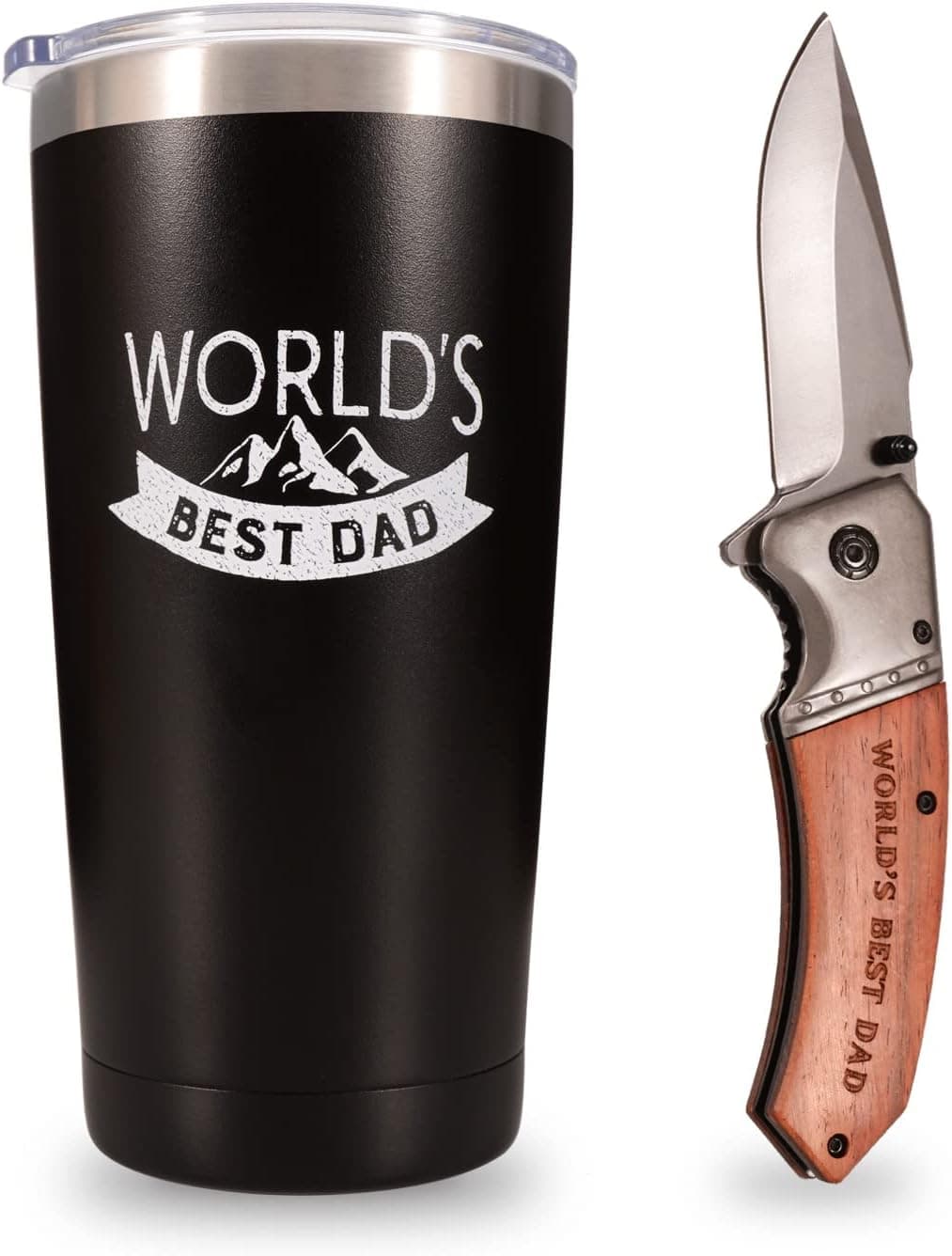 wisezebra Gifts For Dad From Daughter Son Kids, Dad Gifts For Father's Day Birthday Christmas, World's Best Dad Ever 20 OZ Travel Coffee Tumbler & Mug, Present For Father, New Dad Gifts For Men…
