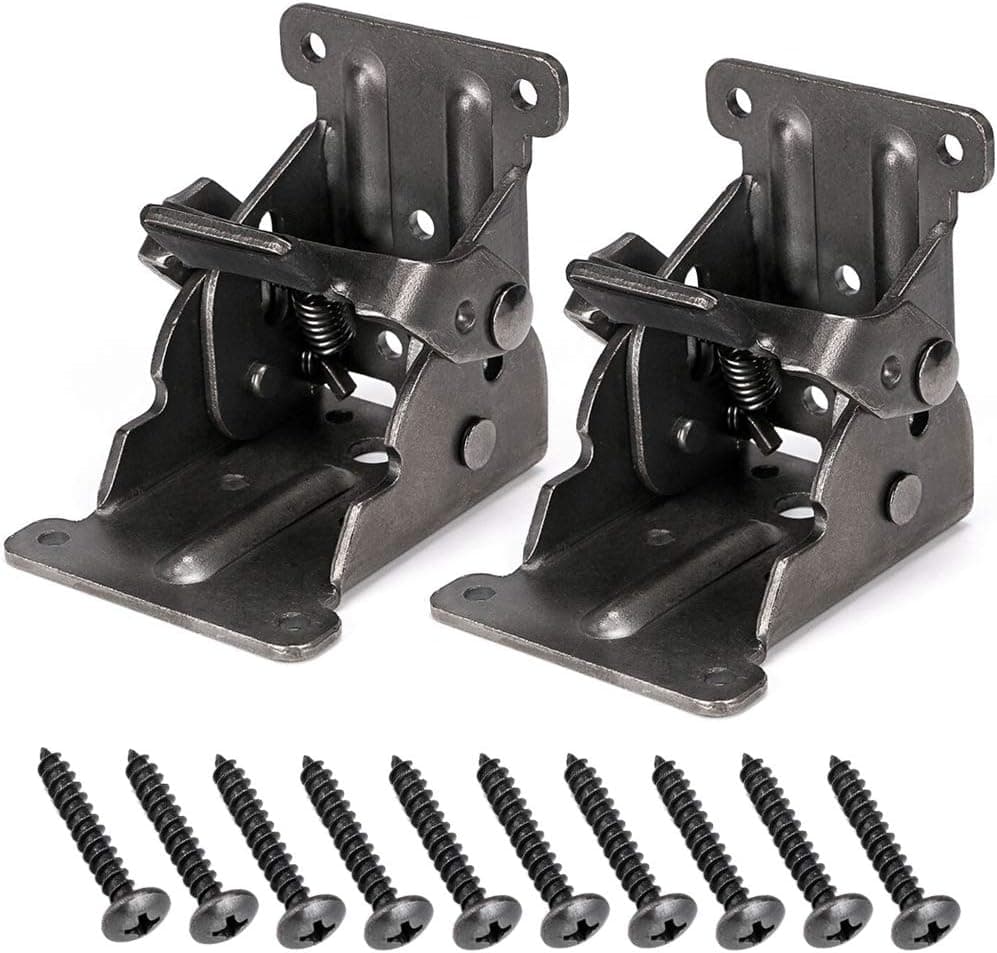 MDLUU Table Leg Folding Brackets, Foldable Hinge Hardware, Self- Lock Extension Collapsible Shelf Bracket Support for Bed Leg, Wall Shelf, Saving Space, Pack of 2