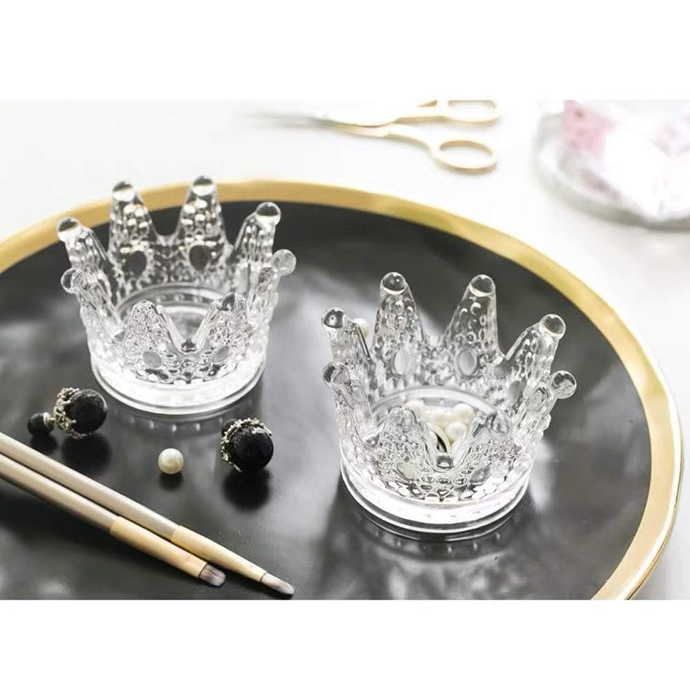 Lemonadeus Beauty Blender Holder Makeup Sponge Holder Crown Glassware Stand Storage Powder Puff Display Stand(2 Pack) (2 clear crown)
