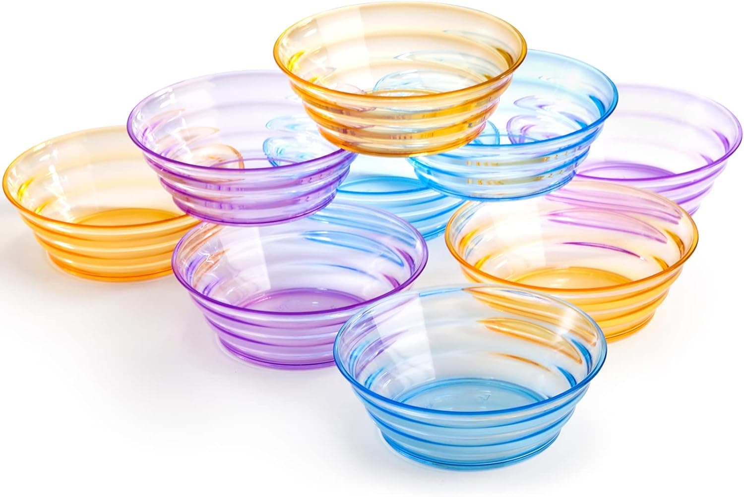 WUWEOT 9 Pack Unbreakable Snack Bowls, 12 Oz Acrylic Fruit Bowls, Reusable Ice Cream Bowls Bowls, BPA Free Dishwasher Safe