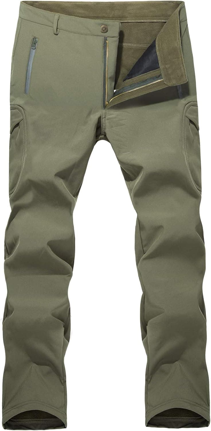 MAGCOMSEN Men's Winter Pants Water Resistant Fleece Lined Snowboard Ski Pants Softshell Tactical Pants with Multi-Pockets