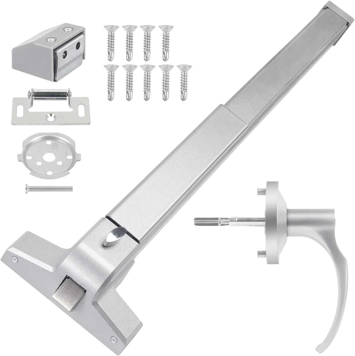 Door Push Bar Handles with Exterior Lever Emergency Lock Stainless Steel Commercial Door Push Bar Emergency Panic Exit Device Door Hardware(Push Bar with Lever)