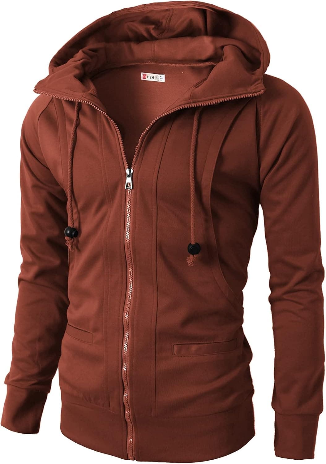 H2H Mens Casual Slim Fit Hoodie Zip-Up Long Sleeve Active Jackets