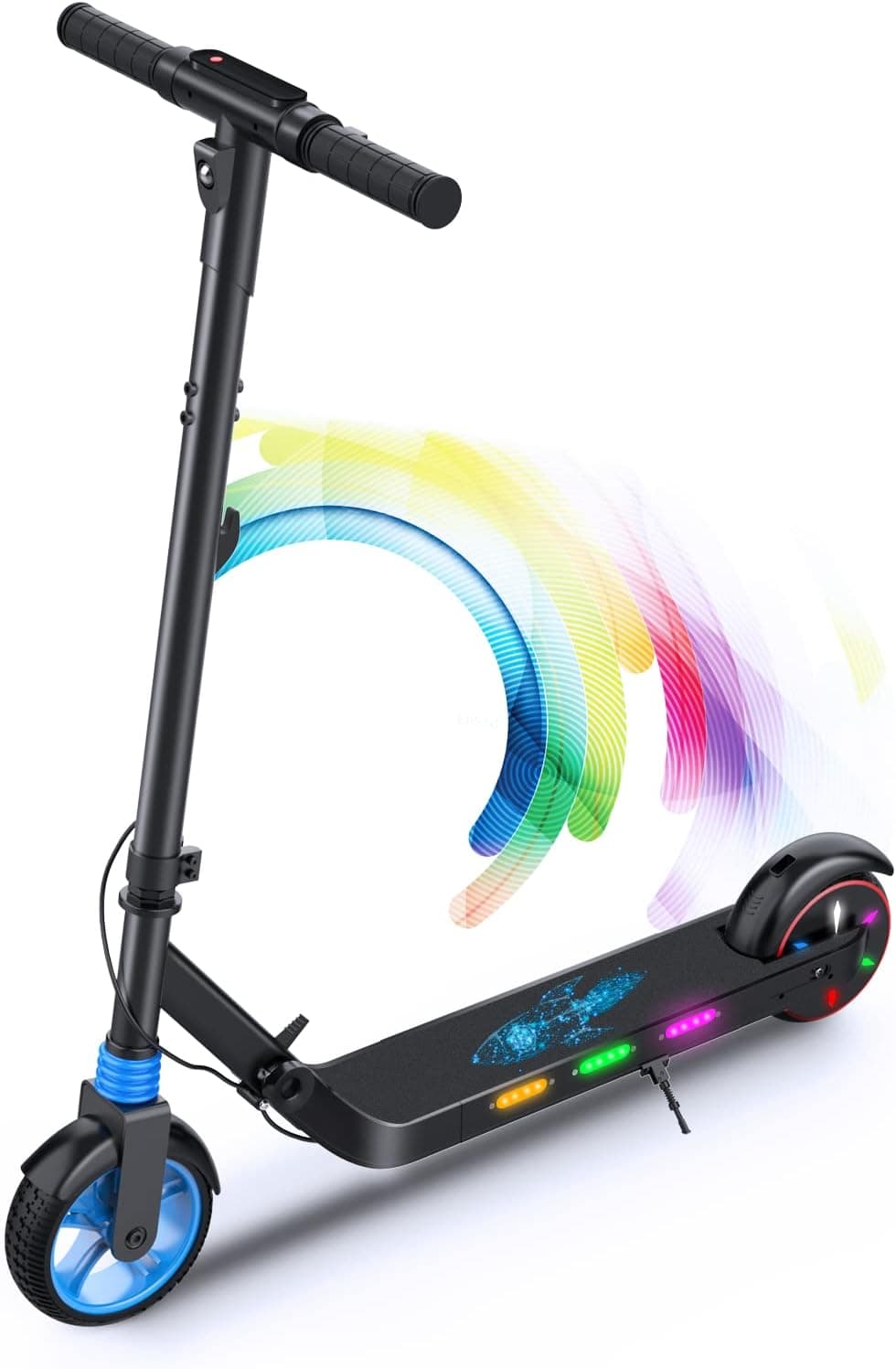 Aovopro Electric Scooter for Kids Age of 6-12,Flashing Rainbow Led Lights,Flashing Wheel and 6.5'' Wheels,UL Certified Kids Electric Scooter