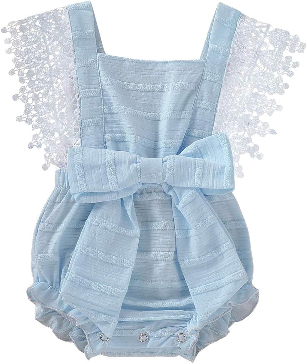 Newborn Baby Ruffle Romper Lace Sleeveless Bodysuits Bowknot Tassels Jumpsuit Sunsuits Summer Outfits