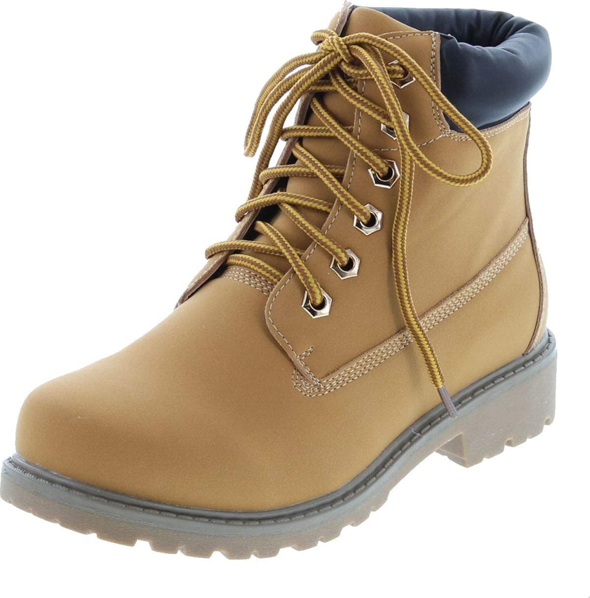 Nature Breeze Womens Terrain Leatherette Multi Color Padded Collar Hard Toe Boot - Wheat