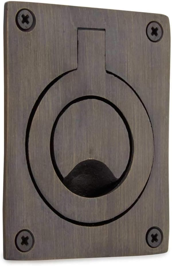 Signature Hardware 916140-2 Small Rectangular Recessed Ring Flush Pull