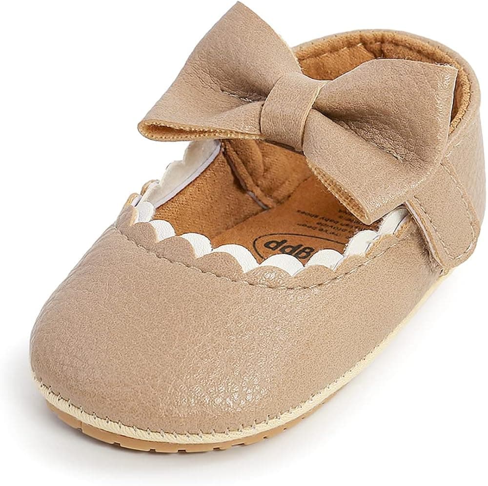 SOFMUO Baby Girls Mary Jane Flats with Bowknot Ballet Slippers Toddler First Walkers Infant Princess Wedding Christmas Dress Shoes