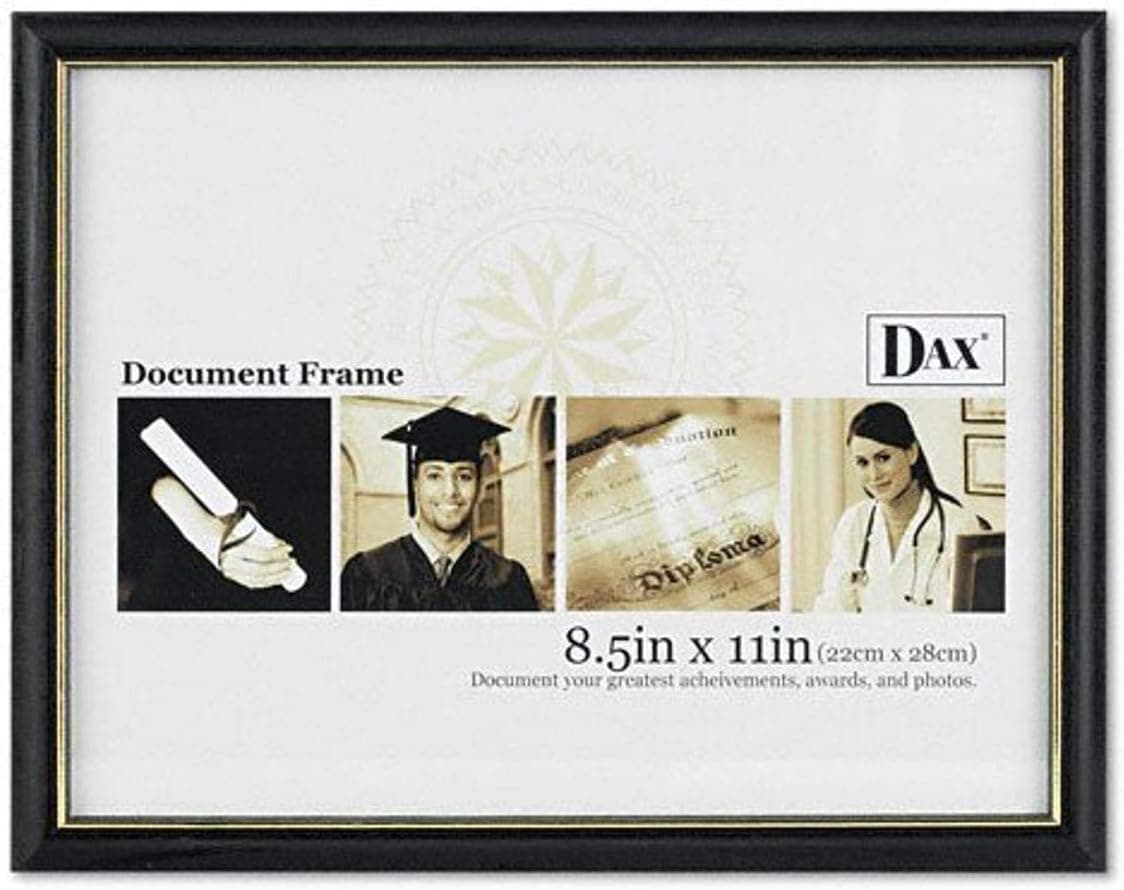 DAX Two-Tone Document/Diploma Frame, Wood, 8.5 x 11 Inches, Black with Gold Leaf Trim (N17981BT)