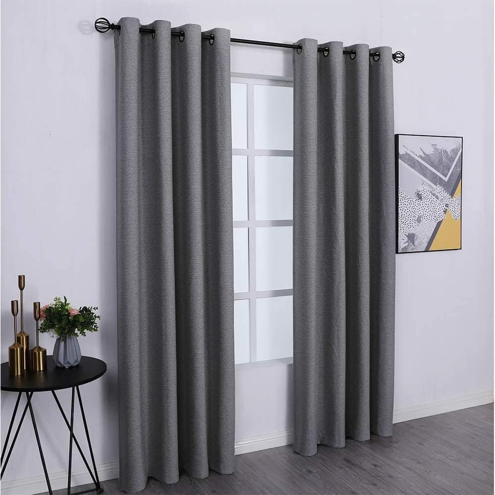 Amzdecor Blackout Curtains for Bedroom Panel Pair Grey 84 inches Thermal Insulated Noise Reduction Draperies (Grey,2 Pieces, 104“ x 84”