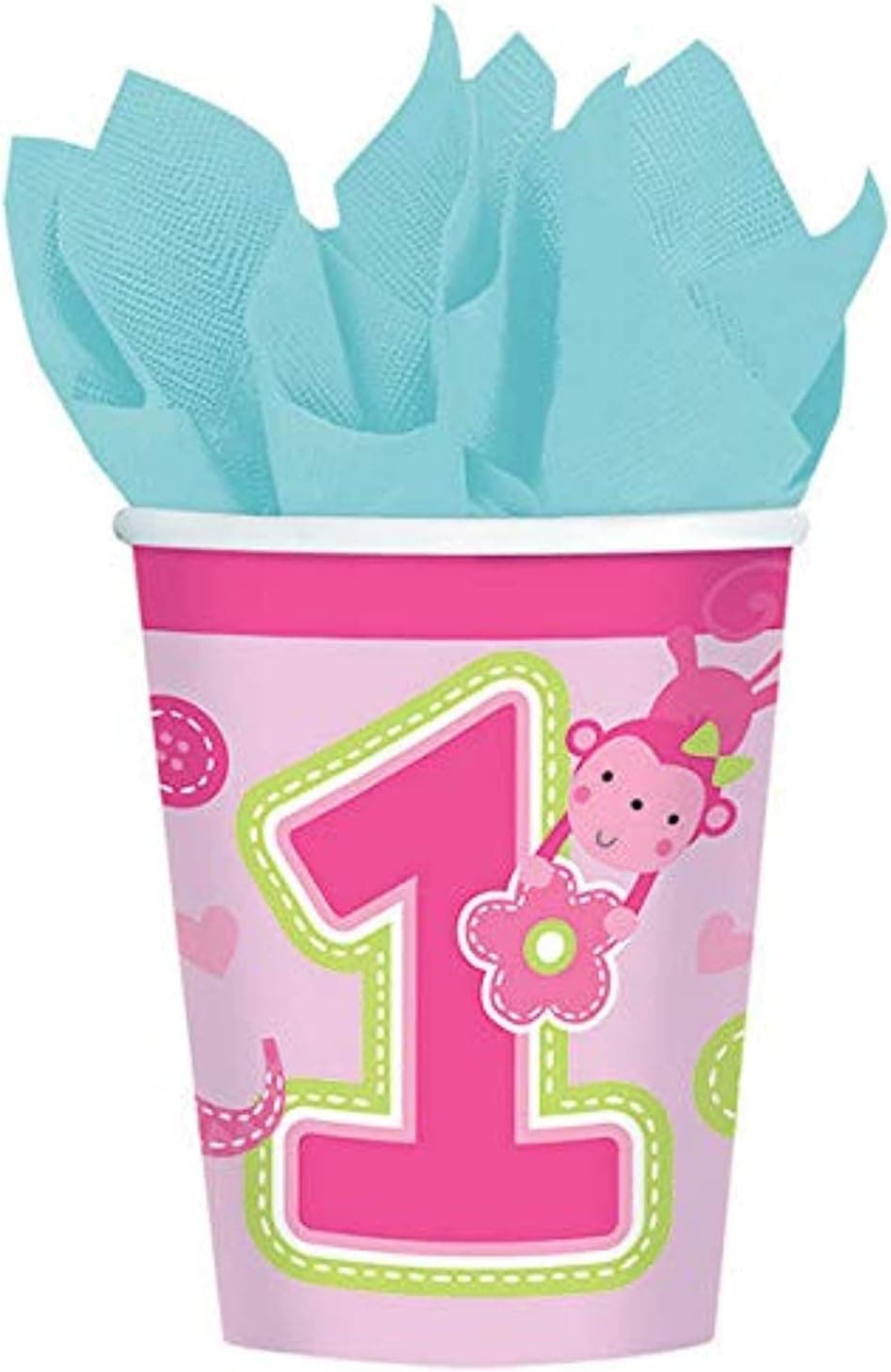 Amscan 581424 One Wild Girl 9 oz. Cups, 8 pcs, Birthday