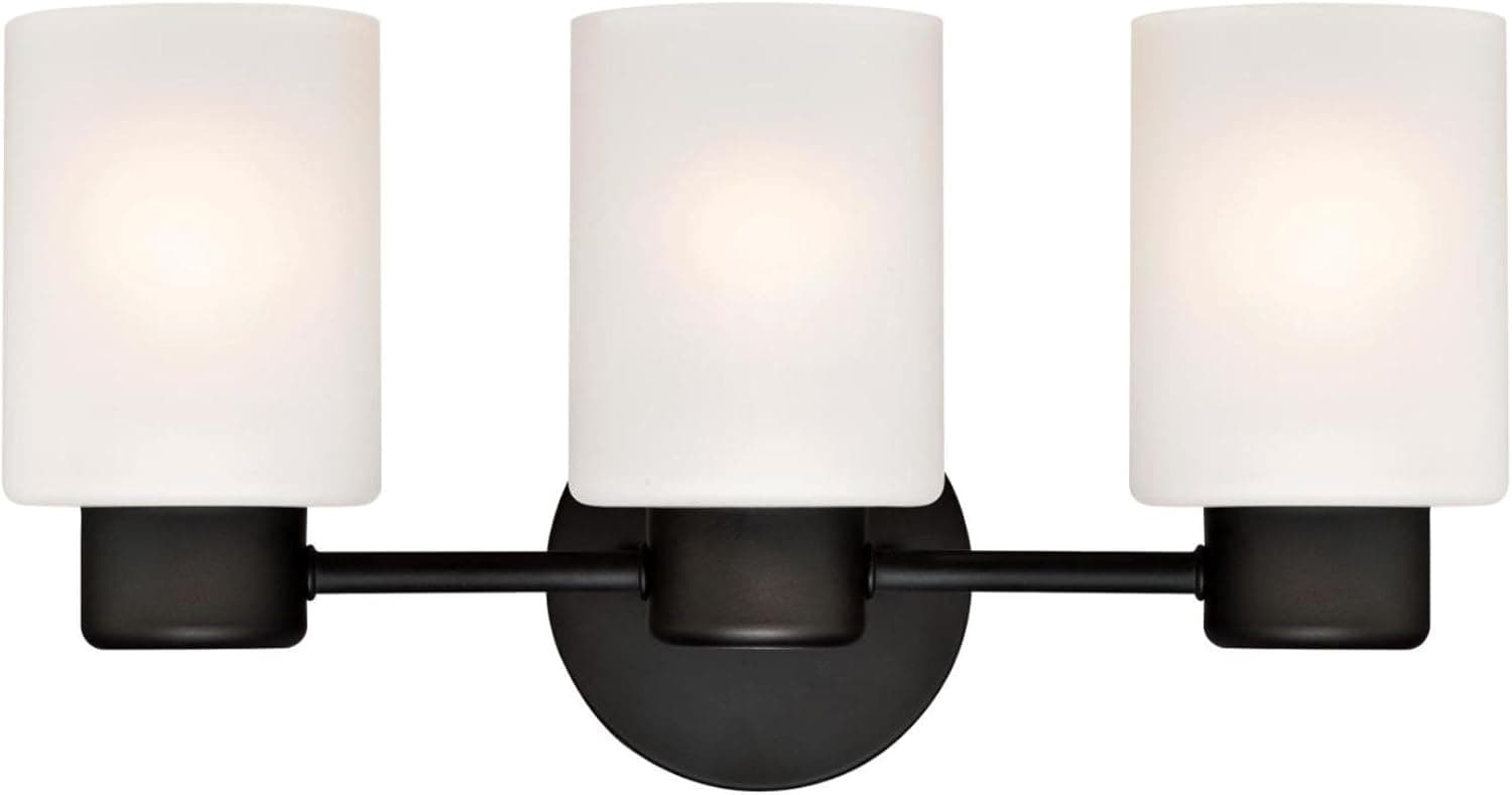 Westinghouse 6354300 Sylvestre Three-Light Indoor Wall Fixture, Oil Rubbed Bronze Finish with Frosted Glass