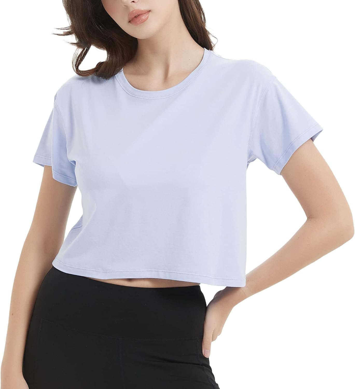 netdraw Women's Ultra Soft Bamboo Crop Top Short Sleeve Relaxed Fit Workout Cropped Basic Casual T-Shirt