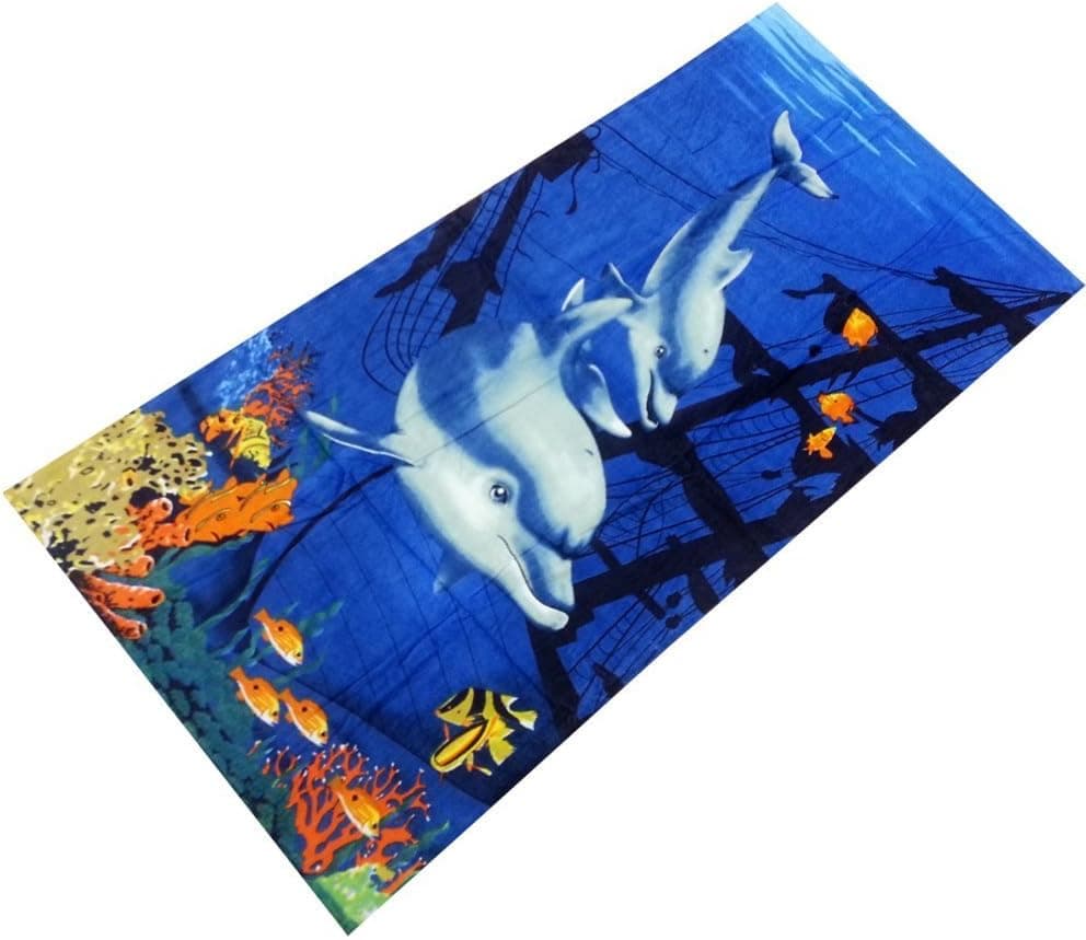 JS HOME Dolphins Under Water Reactive Beach Towel 30" X 60"
