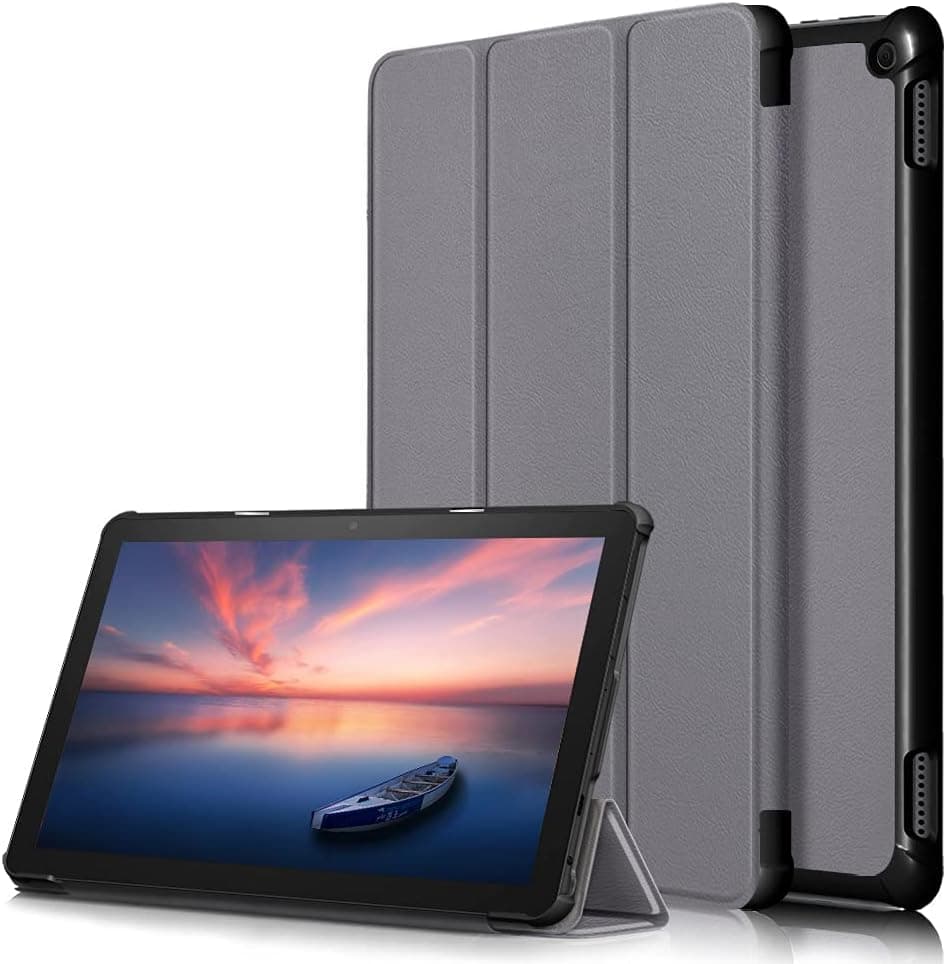 Asng All-New Fire HD 10 Plus/Fire HD 10 2021 Case - Tri-Fold Ultra Slim Stand Smart Case Cover with Auto Sleep/Wake for All-New Amazon Fire HD 10 Plus (11th Generation, 2021 Release) (Gray)