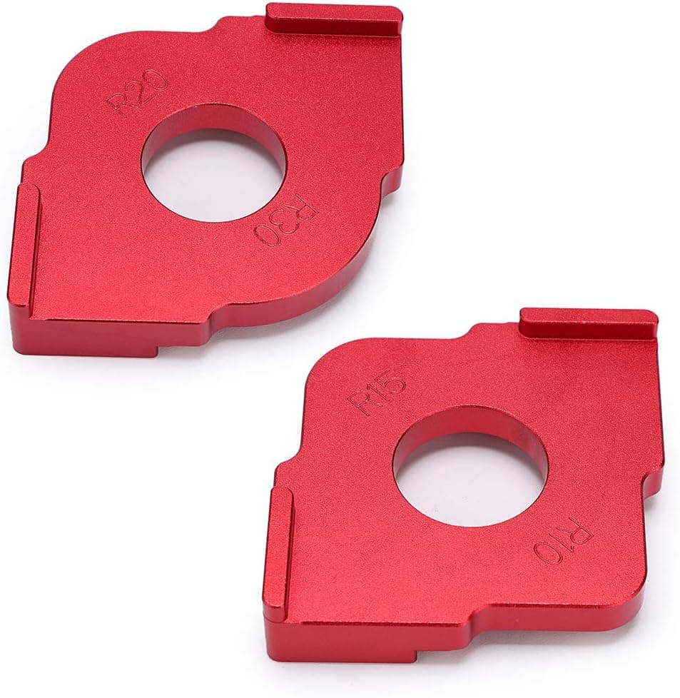 OwnMy Set of 2 Radius Jig Router Templates Corner Radius Routing Templates, Aluminium Alloy Routing Rounded Corners Router Bit Templates for Woodworking Routing, R10 R15 R20 R30 (Red)