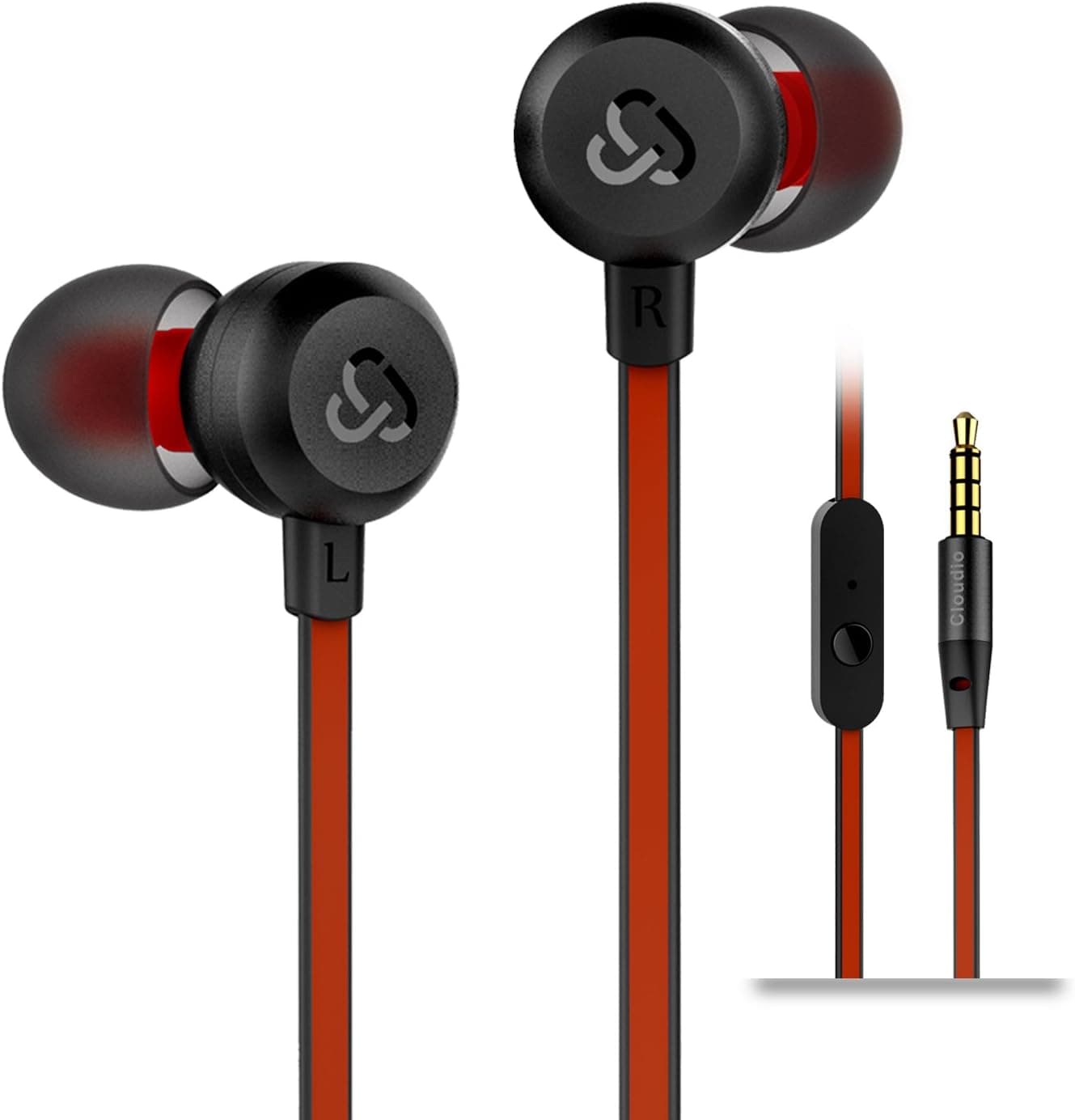 Cloudio Earphones J1 Noise Cancelling Earbuds in Ear Headphones with Microphone Noise Isolating Earbuds Sports Headphones Super Bass Earbuds for iPhone Android Phone iPad Tablet Laptop(Black)