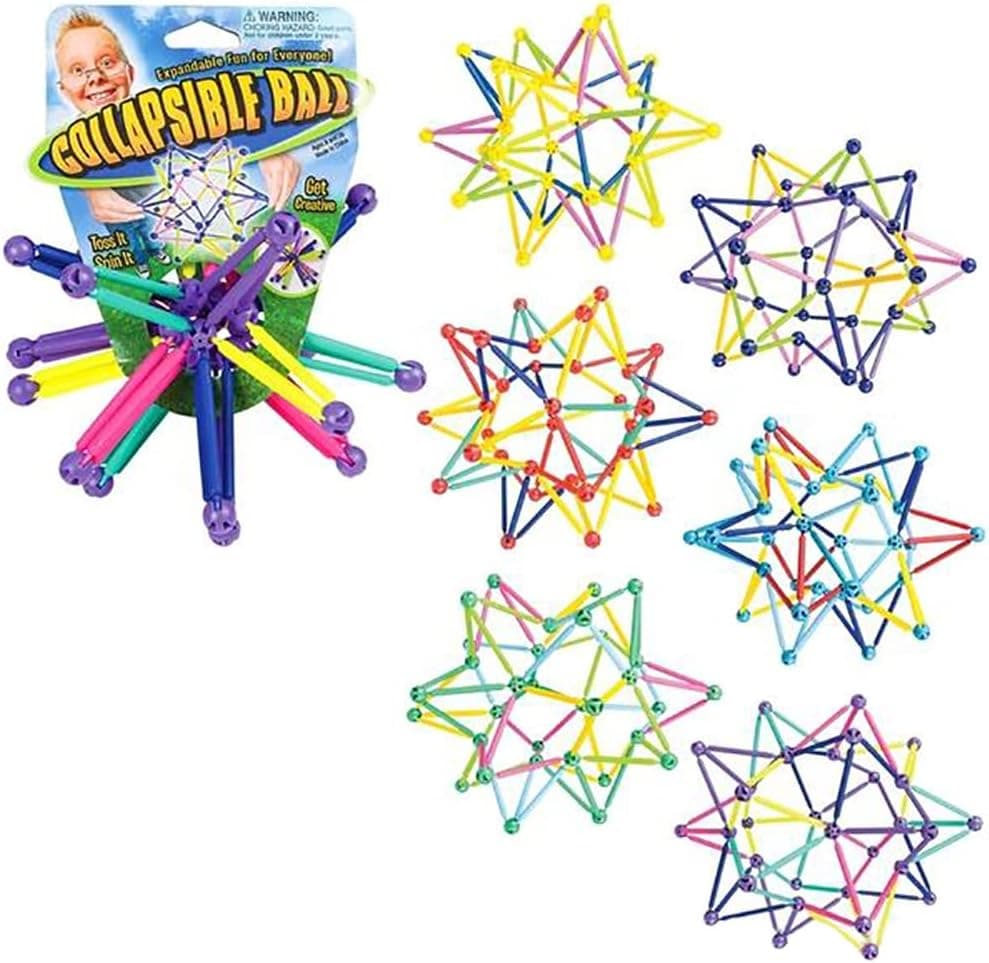 The Dreidel Company 12" Collapsible Ball, Multicolored Expandable and Contractible Sphere, Great for Sensory and Tactile Stimulation, Party Favor