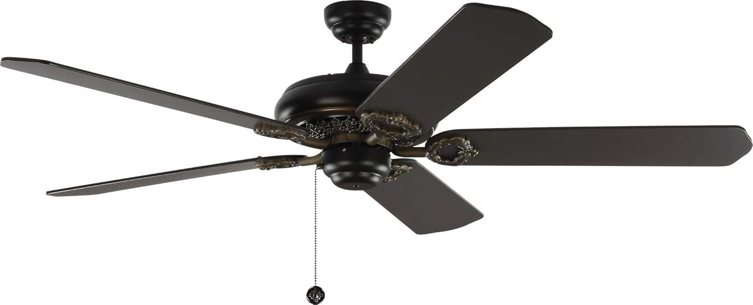 Monte Carlo 5YK60BK York 60" Ceiling Fan With Pull Chain, 5 Plywood Blades, Matte Black