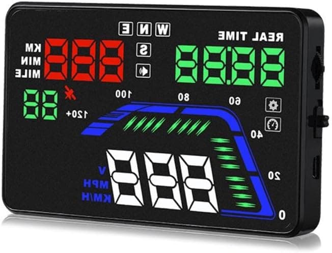Pyle Universal 5.5’’ Car HUD Head-Up Display Multi-Color Windshield Screen Projector Vehicle Speed & GPS Navigation Compass, Plug & Play, With Speed, Time, Altitude & More (PHUD15)