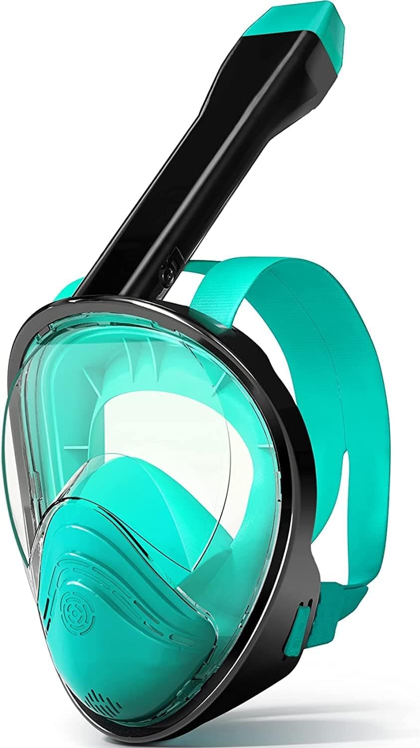 Relity Full Face Snorkel Mask with Upgraded Breathing System, Foldable 180° Panoramic View Anti-Leak Anti-Fog Snorkeling Gear for Adults with Detacha