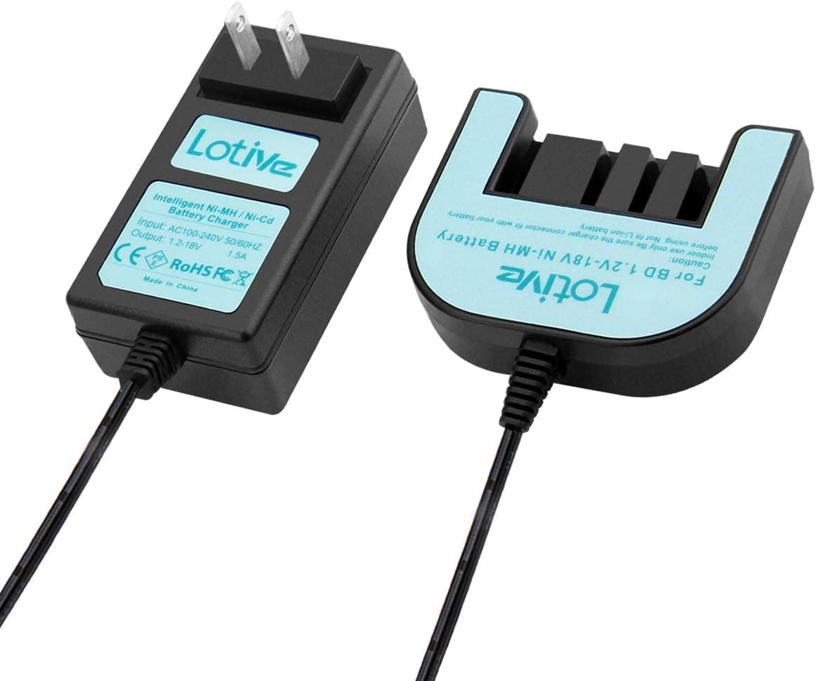 Lotive 1.2V-18V Charger Compatible with Black & Decker 9.6V 12V 14.4V 18V Ni-MH/Ni-CD battery HPB12 FS120BX FSB12 HPB18 HPB18-OPE 244760-00 A1718 FS18FL FSB18 (NOT for Li-ion Battery)