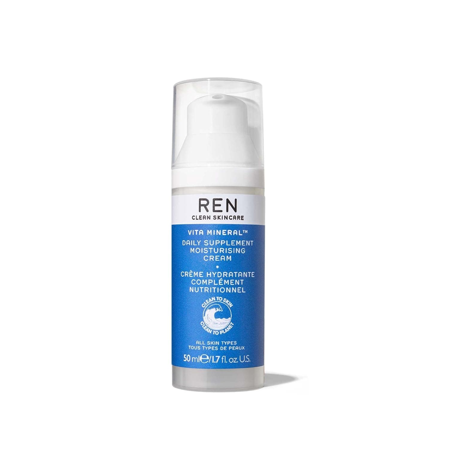REN Clean Skincare Vita Mineral Daily Supplement Moisturizing Cream – All-in-One Hydrating Moisturizer – Cruelty Free Lotion Protects and Energizes Skin, 1.7 Fl Oz